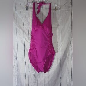 SPANX Fuchsia One Piece Halter Style Swimwear